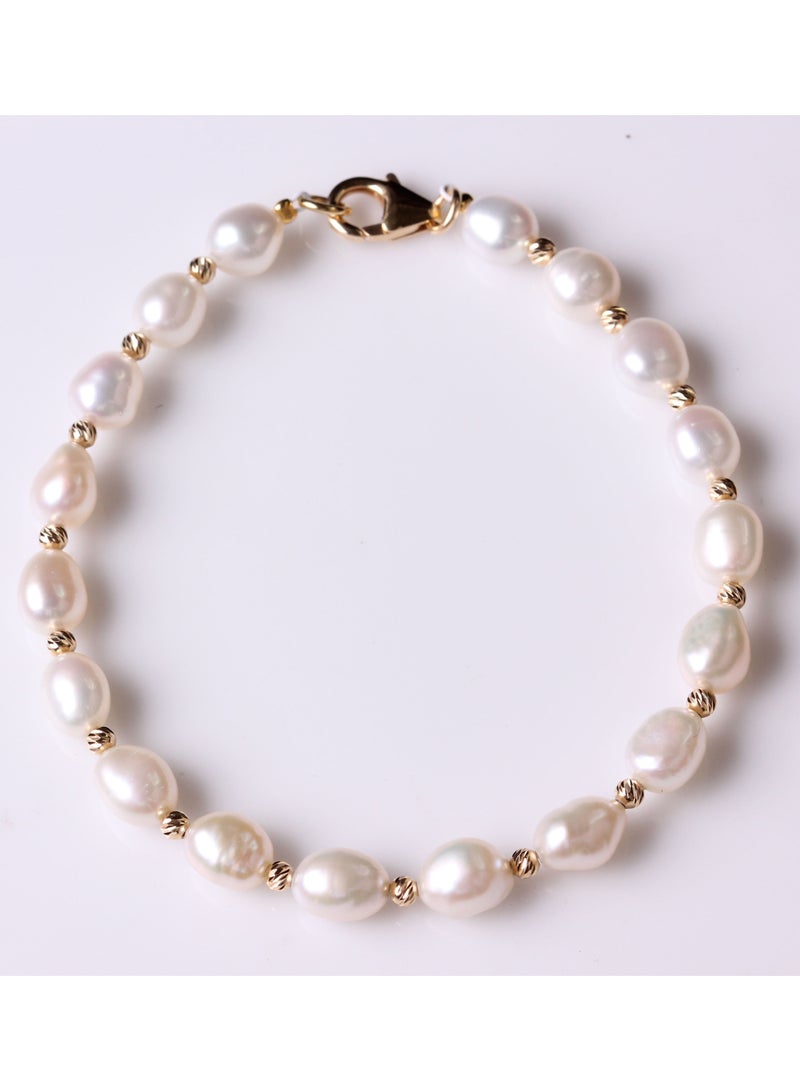MIKURA Bracelet 1L 19cm, Freshwater Pearls, C Quality, White Color, 6.5-6.0MM, Agw 8.04Gms, 18KY - Image 3