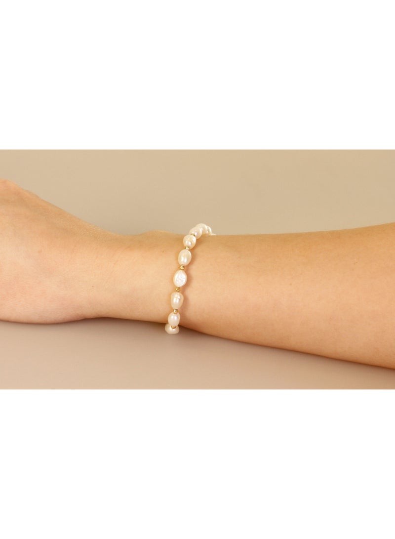 MIKURA Bracelet 1L 19cm, Freshwater Pearls, C Quality, White Color, 6.5-6.0MM, Agw 8.04Gms, 18KY - Image 4