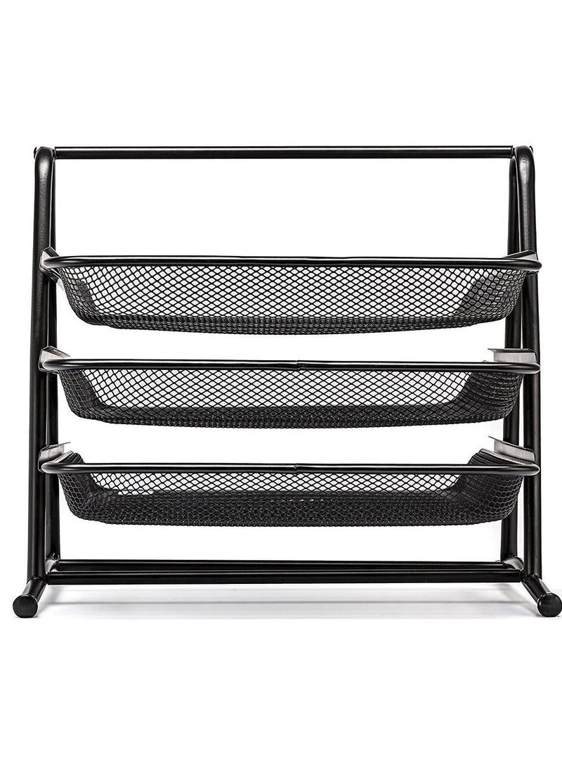 ELTRAZONE Metal Mesh 3 Tier Desk Organizer File Tray for Documents Letters Magazine Newspaper for Office - Image 1
