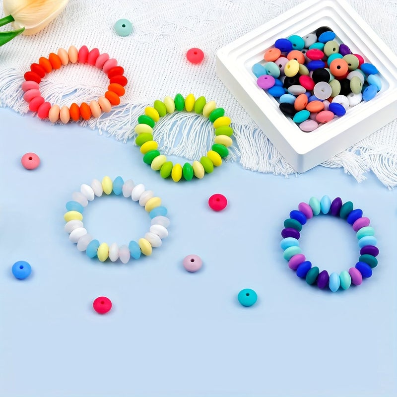 180pcs Silicone Lentil Beads 12mm 30 Colors Loose Spacer Beads for Necklace Keychain Making - Image 3