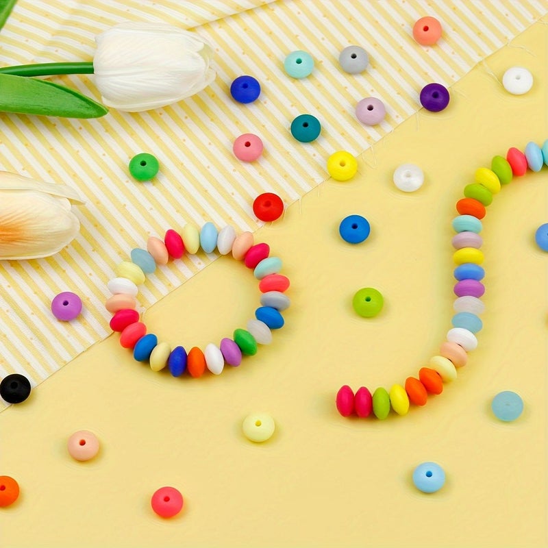 180pcs Silicone Lentil Beads 12mm 30 Colors Loose Spacer Beads for Necklace Keychain Making - Image 2