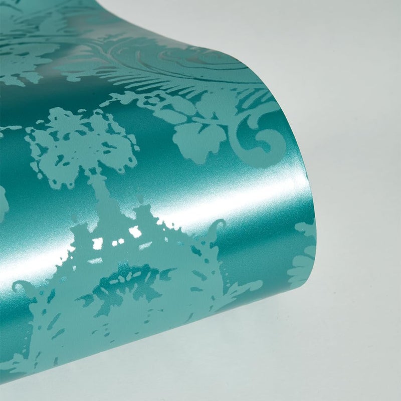 Tempaper Textured Metallic Teal Green Damsel Removable Peel and Stick Damask Wallpaper, 20.5 in X 16.5 ft, Made in The USA - Image 5