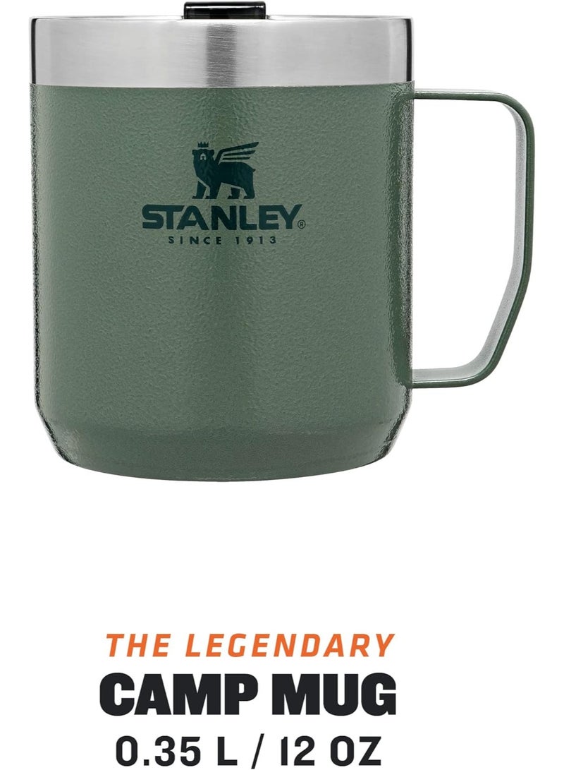 STANLEY " Classic Legendary Camp Mug 0.35L / 12 OZ Hammertone Green - Vacuum insulated Tumbler | Stainless steel camp mug | BPA-free thermal cup | Dishwasher safe | Single server brewer compatible " - Image 2
