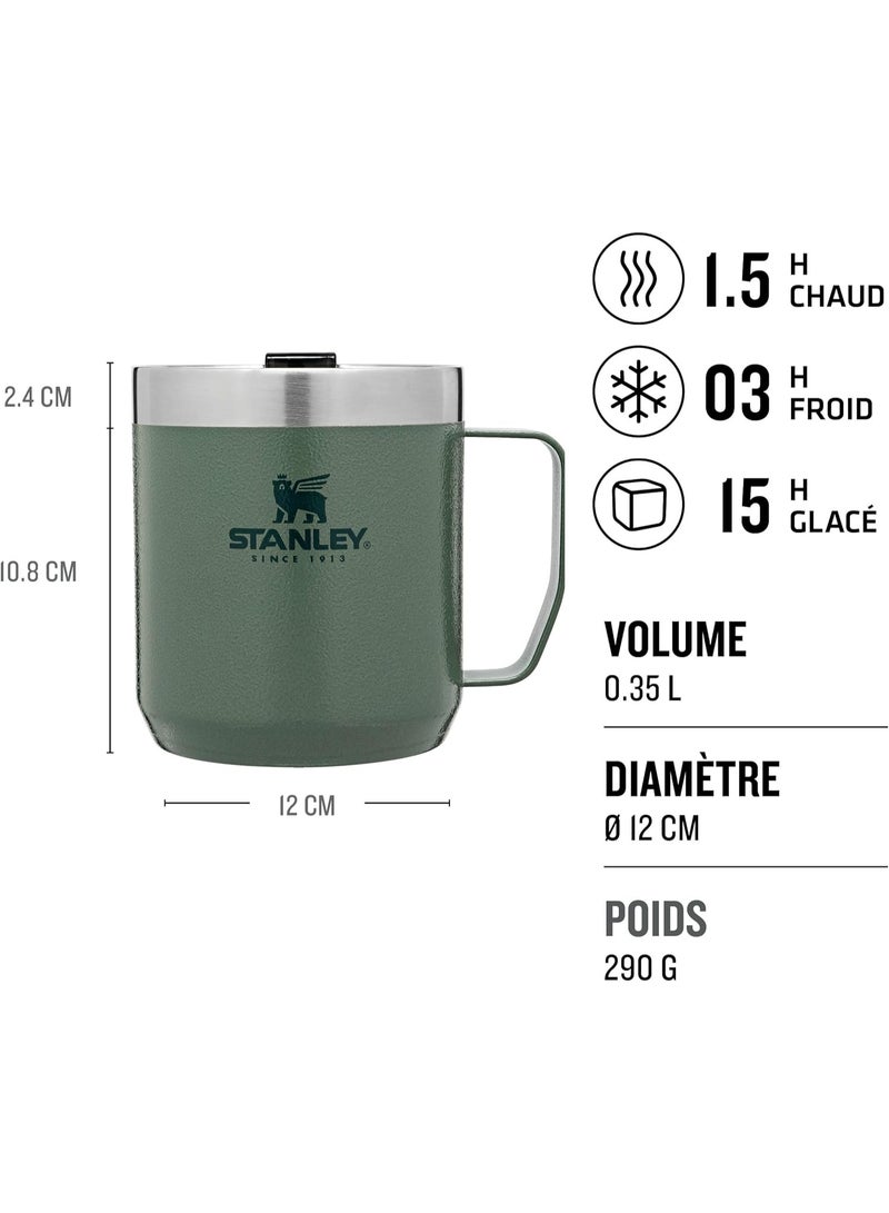 STANLEY " Classic Legendary Camp Mug 0.35L / 12 OZ Hammertone Green - Vacuum insulated Tumbler | Stainless steel camp mug | BPA-free thermal cup | Dishwasher safe | Single server brewer compatible " - Image 3