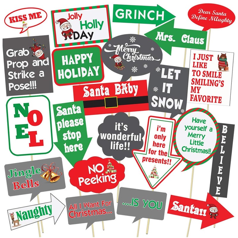 Party Propz Christmas Photo Booth Props - 23Pcs for Kids | Party Decoration | Cardstock Props | Holiday Decorations Items - Image 1