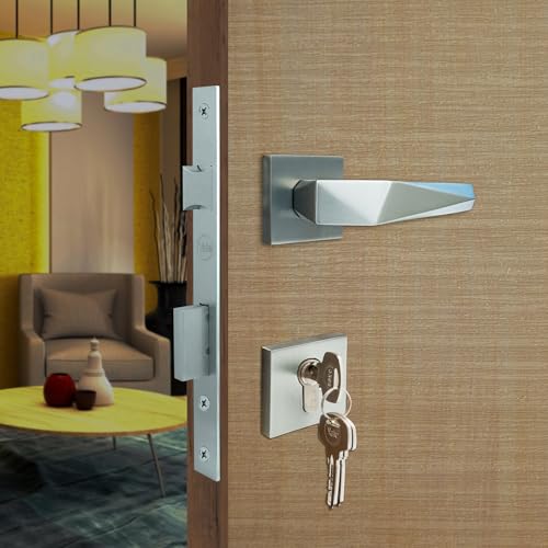 Yale Mortise Door Lock and Complete Handle Set with 3 Keys| Main Door Lock for Home/Bedroom/Office/Hotel (Finish- Satin Steel Matt ) - Image 1