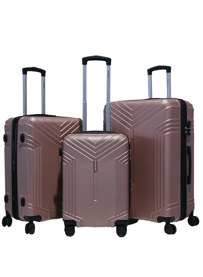 ستار لايف مجموعة حقائب سفر بعجلات من الجانب الصلب ABS مكونة من 3 قطع بعجلات دوارة مع قفل أرقام - Image 1