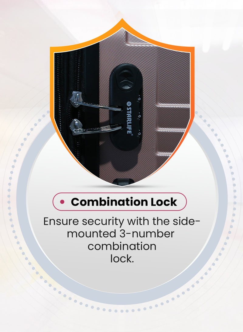 ستار لايف مجموعة حقائب سفر بعجلات من الجانب الصلب ABS مكونة من 3 قطع بعجلات دوارة مع قفل أرقام - Image 2