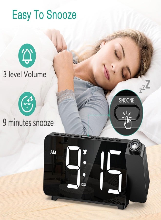 ORIA Projection Alarm Clock, Digital Alarm Clock for Bedroom with 180° Projector, Large Display Digital Clock, LED Clock with Adjustable Brightness & Volume, Snooze, DST, for Seniors Heavy Sleepers - Image 5
