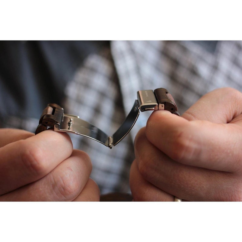 Treehut Black Ebony Wooden Watch for Men with Adjustable Band and Stainless Steel Clasp, Japanese Quartz Analog Watch, Made from Black Ebony Wood - Image 5