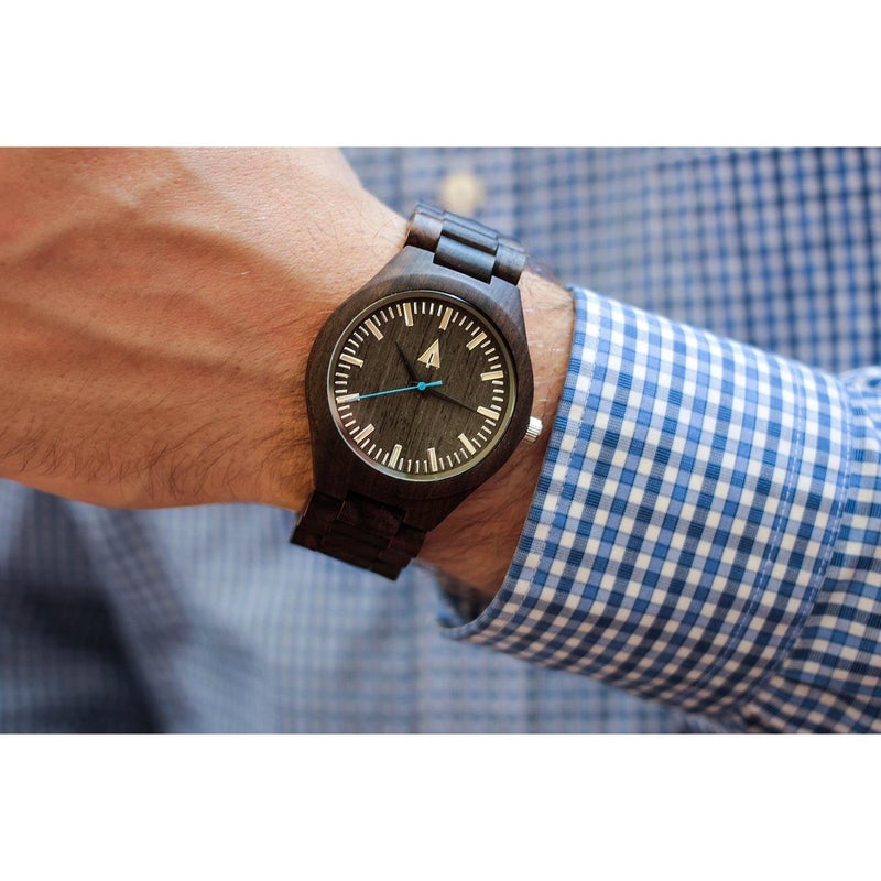 Treehut Black Ebony Wooden Watch for Men with Adjustable Band and Stainless Steel Clasp, Japanese Quartz Analog Watch, Made from Black Ebony Wood - Image 3