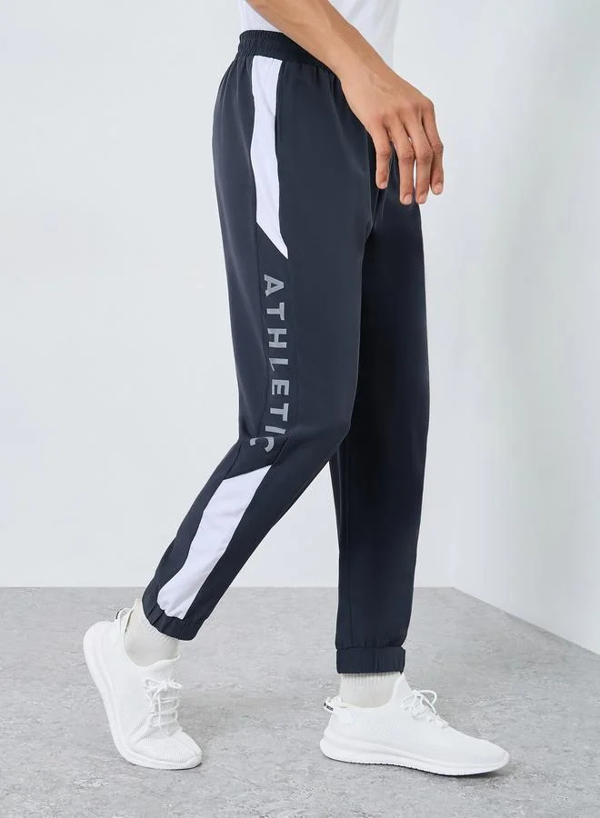 Regular Fit Joggers with Side Panel and Print Detail