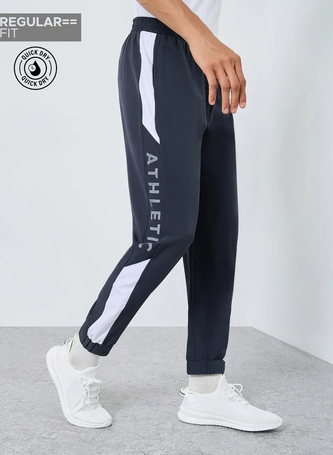 Regular Fit Joggers with Side Panel and Print Detail
