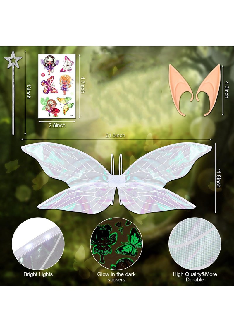 Captaintech Fairy Wings Costume Set for Girls, Shiny Transparent erfly Wand, Headband Women Birthday Dress Up  - Image 2