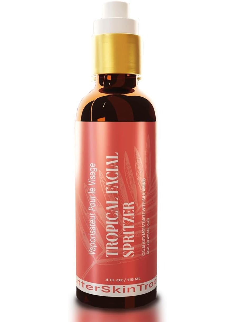 ButterSkinTropika Facial Spritzer Bulgarian Rosewater Refresher Makeup Remover Spray for Face with Tropical Plant Extracts Nut Oils and Silk Amino 