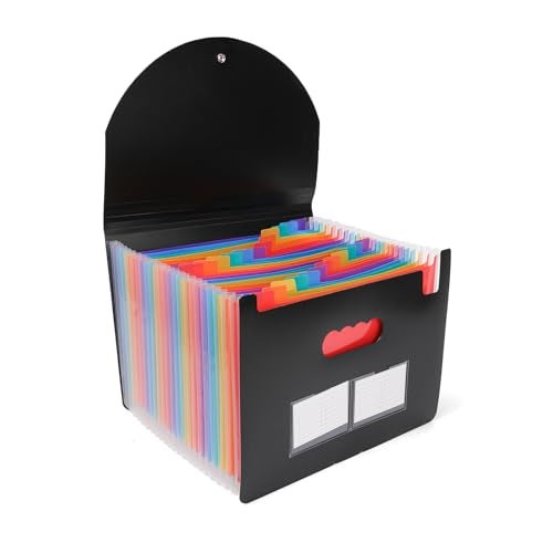 Neomate 24-Pocket Expanding File Organizer | A4/Letter Size Accordion Folder with Adjustable Buckle | Portable Document Organizer for School, Home & Office | Includes Labels (33 x 24 cm) Multicolor - Image 1