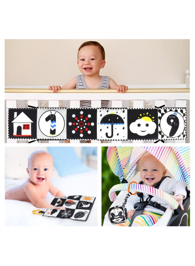 3 Pcs Black and White High Contrast Baby Toys 0-3 Months for Newborn, Montessori Toys for Babies Sensory Soft Book for Early Education, Infant Tummy Time Toys 0 6 9 Months Baby Gifts - Image 1
