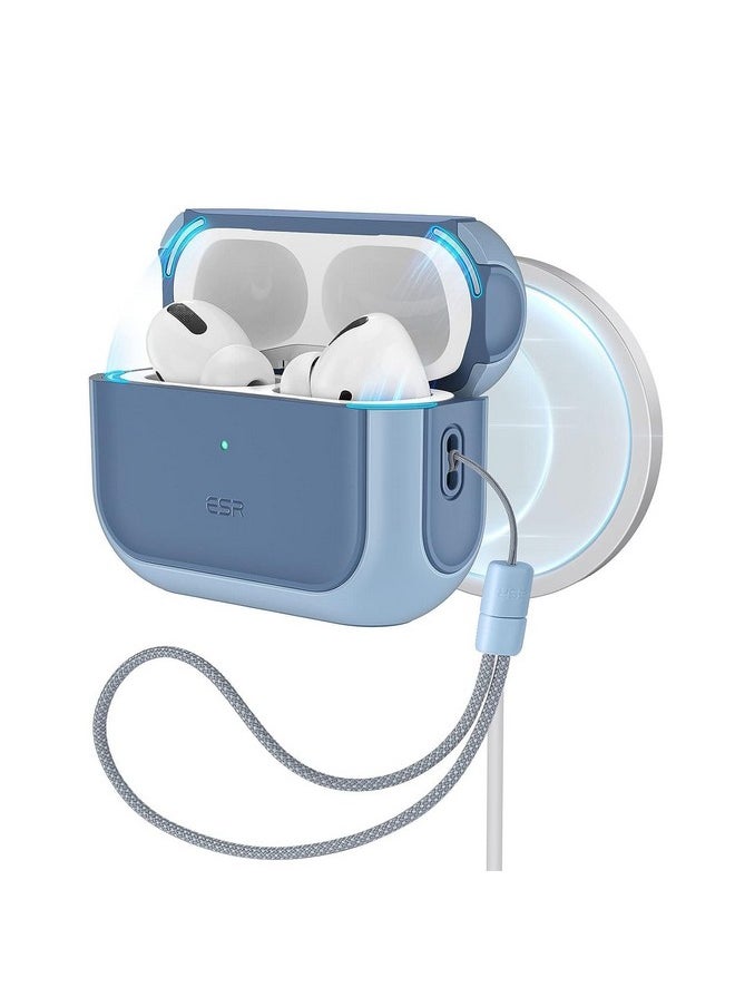 اي اس ار جراب ESR لسماعات AirPods Pro من الجيل الثاني (HaloLock)، متوافق مع جراب Airpods Pro من الجيل الثاني/الأول (2023/2022/2019)، متوافق مع MagSafe، غطاء حماية كامل من السقوط مع حبل، أزرق داكن  - Image 1