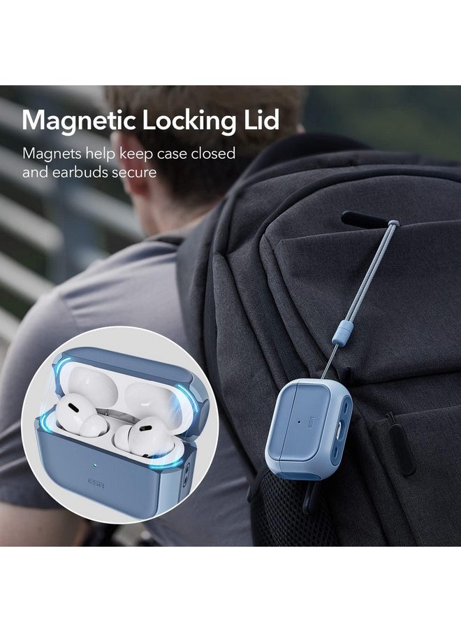 اي اس ار جراب ESR لسماعات AirPods Pro من الجيل الثاني (HaloLock)، متوافق مع جراب Airpods Pro من الجيل الثاني/الأول (2023/2022/2019)، متوافق مع MagSafe، غطاء حماية كامل من السقوط مع حبل، أزرق داكن  - Image 3