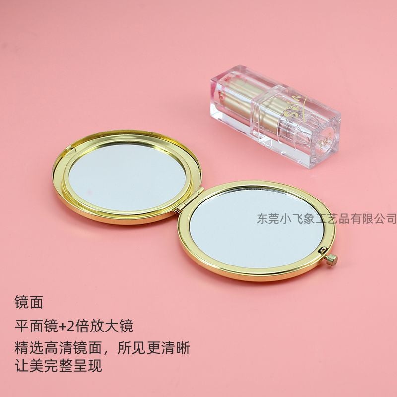 Crystal Diamond Makeup Mirror Round Double-Sided Mirror Portable Pocket Mirror Gold Rose Gold Silver Small Mirror - Image 5