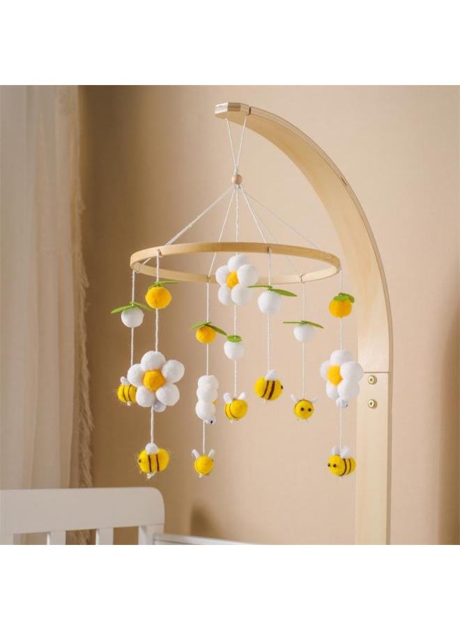 Generic - Newborn Baby Educational Flower Bee Bedside Rattle Nordic Style Home Decoration Baby Bed Rattle Pendant-Color:Bee Fur Ball Bed Bell Yellow - Image 1