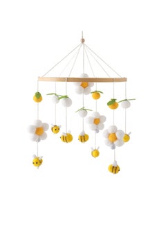 Newborn Baby Educational Flower Bee Bedside Rattle Nordic Style Home Decoration Baby Bed Rattle Pendant-Color:Bee Fur Ball Bed Bell Yellow