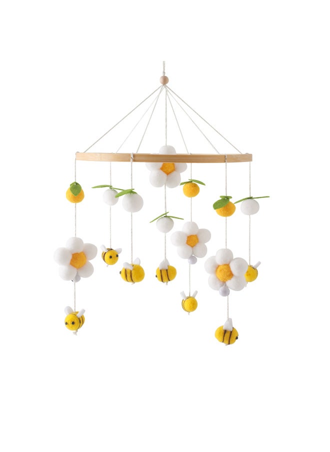 Generic - Newborn Baby Educational Flower Bee Bedside Rattle Nordic Style Home Decoration Baby Bed Rattle Pendant-Color:Bee Fur Ball Bed Bell Yellow - Image 1