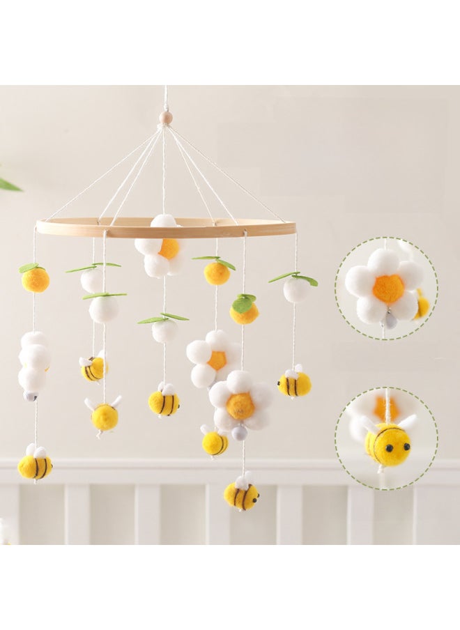 Generic - Newborn Baby Educational Flower Bee Bedside Rattle Nordic Style Home Decoration Baby Bed Rattle Pendant-Color:Bee Fur Ball Bed Bell Yellow - Image 1