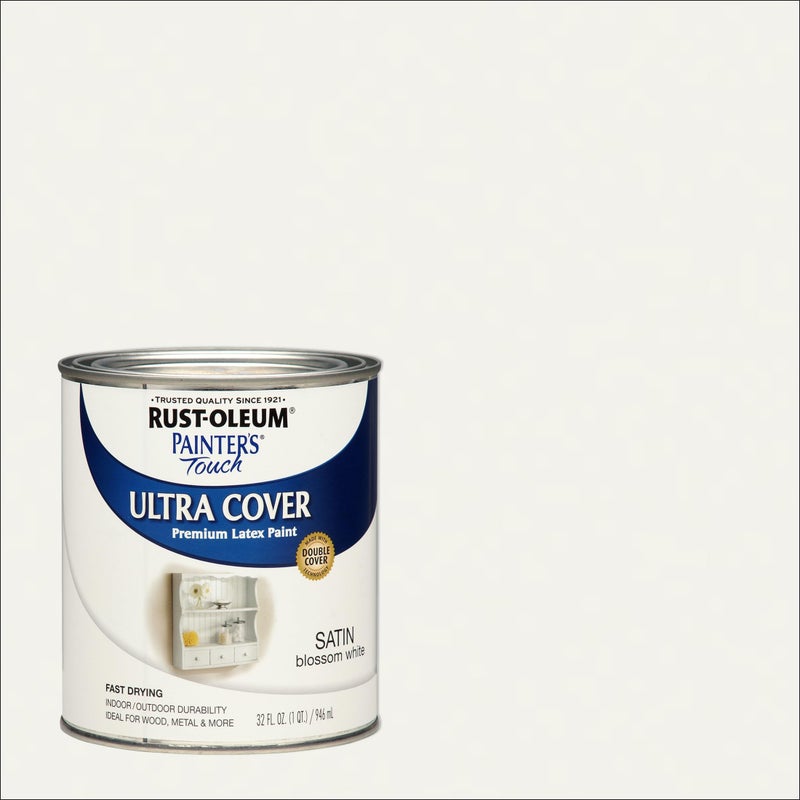 Rust-Oleum 267330 Painter's Touch Latex Paint, Quart, Satin Blossom White - Image 3