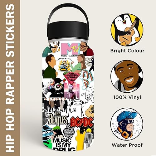 True Flair Trueflair Pack of 63 Hip Hop Vinyl Laptop Stickers, Random Designs, for Laptop, Journal, Bike Helmet, Diary, Guitar, Mobile, Waterproof, Self-Adhesive (Hip Hop Design 2) - Image 5
