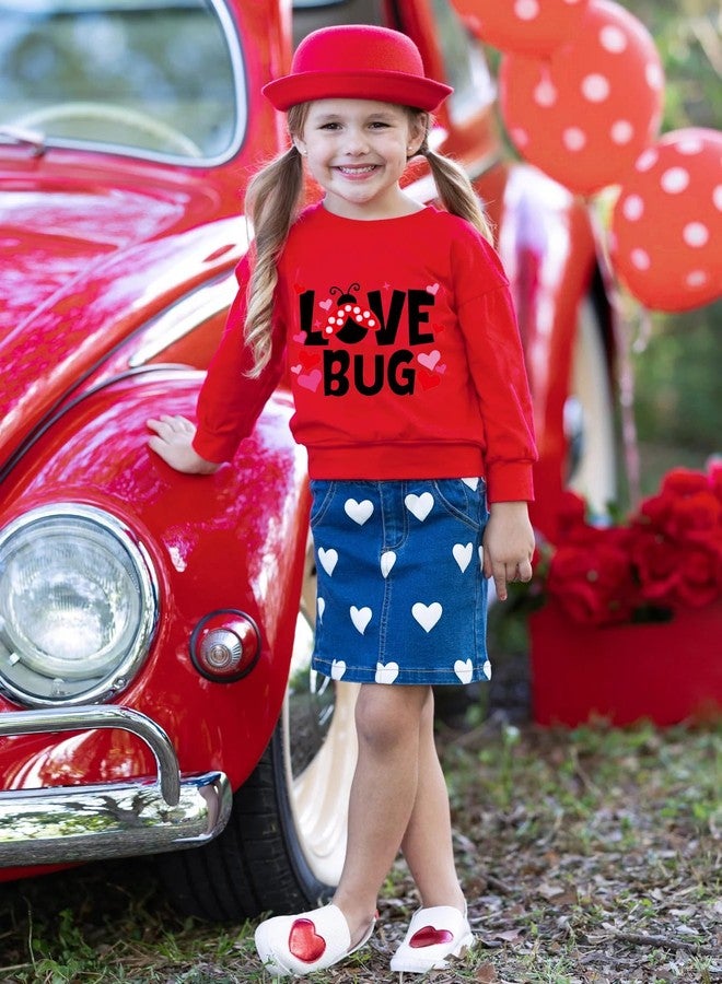 Tkria Toddler Girl Valentine's Outfit Pullovers Heart Letter Print Shirt Kids Love LadyBug Sweatshirt Valentine Baby Clothes Size 5 - Image 2
