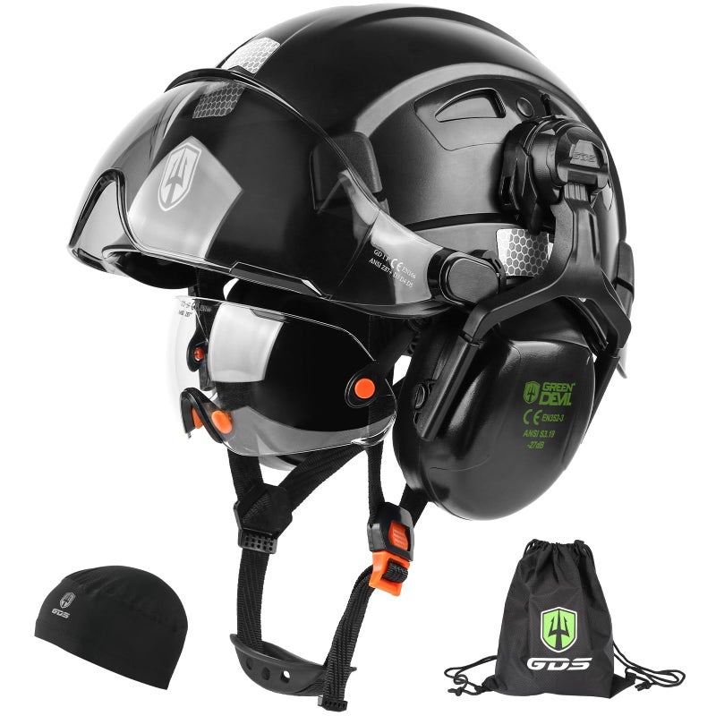 GREEN DEVIL Hard Hat Safety Helmet with Visor and Ear Muffs Men Women Vented Work Hardhat ANSI Z891 Cascos De Construccion for Industrial Construction Forestry - Image 2