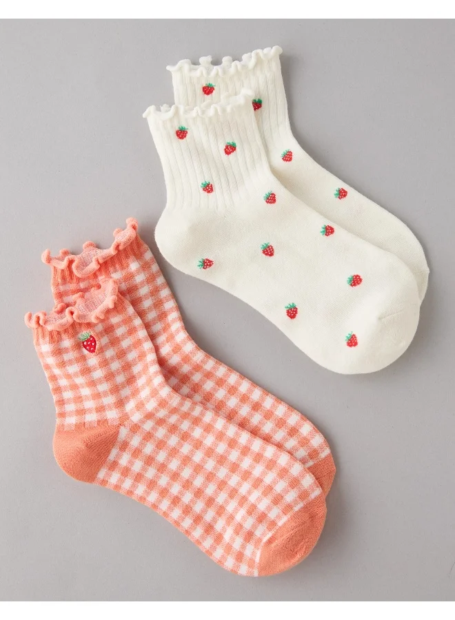 امريكان ايجل AE Gingham Boyfriend Socks 2-Pack