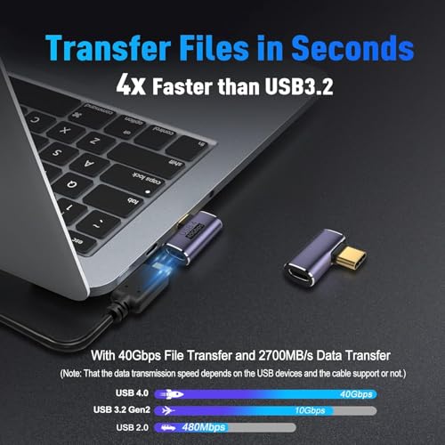 FEDUS Type C Male to Female USB Right Angle Adapter, 90 Degree 100W 40Gbps 8K Video to Extension Extender, Convertor for iPhone, Steam Deck, Laptop, Mobile, Tablet, PC - Image 4