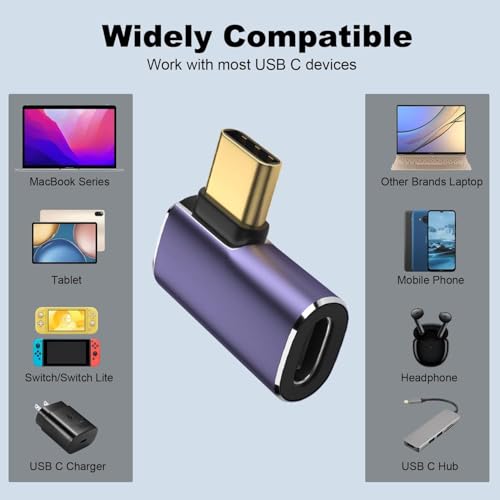 FEDUS Type C Male to Female USB Right Angle Adapter, 90 Degree 100W 40Gbps 8K Video to Extension Extender, Convertor for iPhone, Steam Deck, Laptop, Mobile, Tablet, PC - Image 2