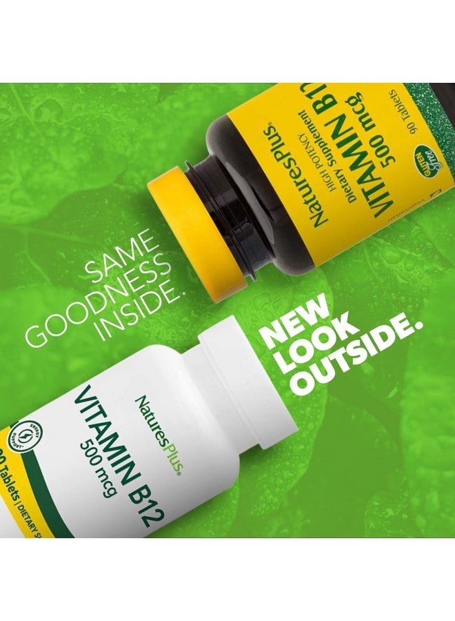 NaturesPlus فيتامين ب12 من ناتشرز بلس (ميثيلكوبالامين) - 500 ميكروغرام، 90 قرص نباتي - دعم قوي لخلايا الدم الحمراء - معزز طبيعي للطاقة، يعزز الصحة العامة - خالي من الغلوتين - 90 حصة - Image 2