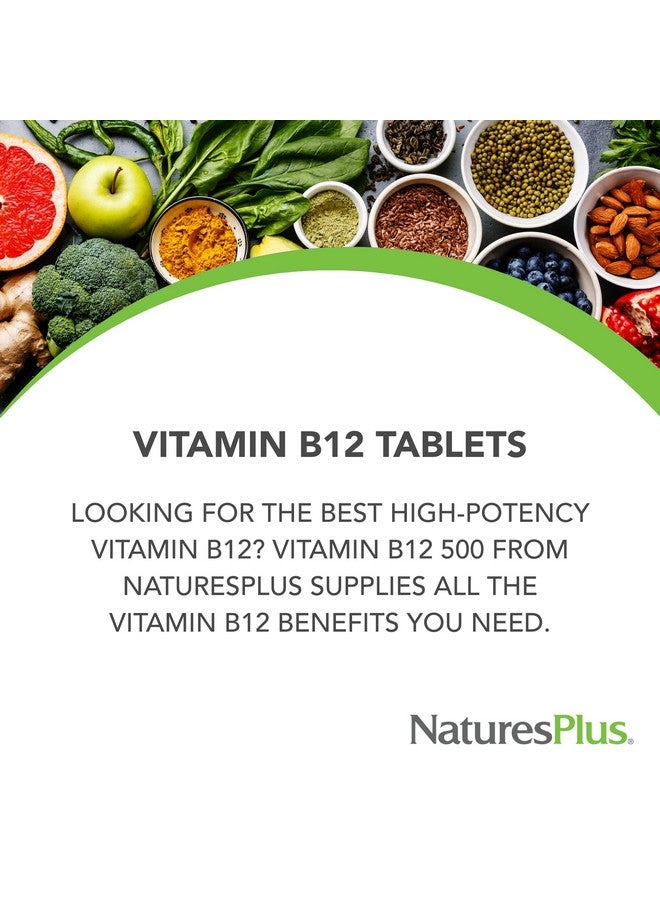 NaturesPlus فيتامين ب12 من ناتشرز بلس (ميثيلكوبالامين) - 500 ميكروغرام، 90 قرص نباتي - دعم قوي لخلايا الدم الحمراء - معزز طبيعي للطاقة، يعزز الصحة العامة - خالي من الغلوتين - 90 حصة - Image 3