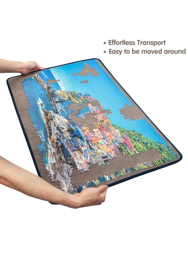 Tektalk Jigsaw Puzzle Board Portable Puzzle Mat with Puzzle Dustproof Cover for Puzzle Storage Puzzle Saver, Non-Slip Surface, Up to 1000 Pieces (Gray) - Image 2