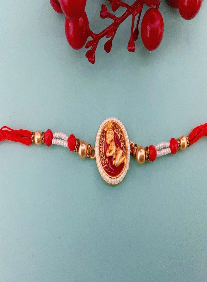SESONBY مجموعة Sesonby Bhai-Bhabhi Rakhi مع رولي شاوال - بيرل راخيس ومور بانخ وكريشنا راخيس للأخ والأطفال والأولاد والبنات - Image 3