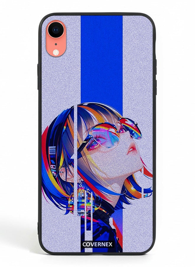 Covernex Apple iPhone XR Protective Case Cover Printed Featuring Glitch Art Anime Girl Portrait - Image 2
