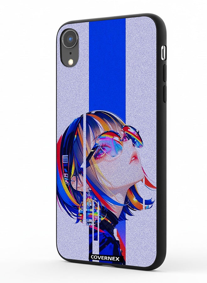 Covernex Apple iPhone XR Protective Case Cover Printed Featuring Glitch Art Anime Girl Portrait - Image 1