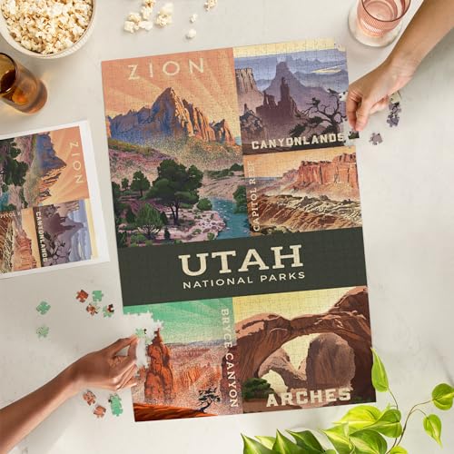 Lantern Press Utahs National Parks Collage Lithograph 1000 Piece Jigsaw Puzzle for Adults Made in USA with Reference Poster - Image 5