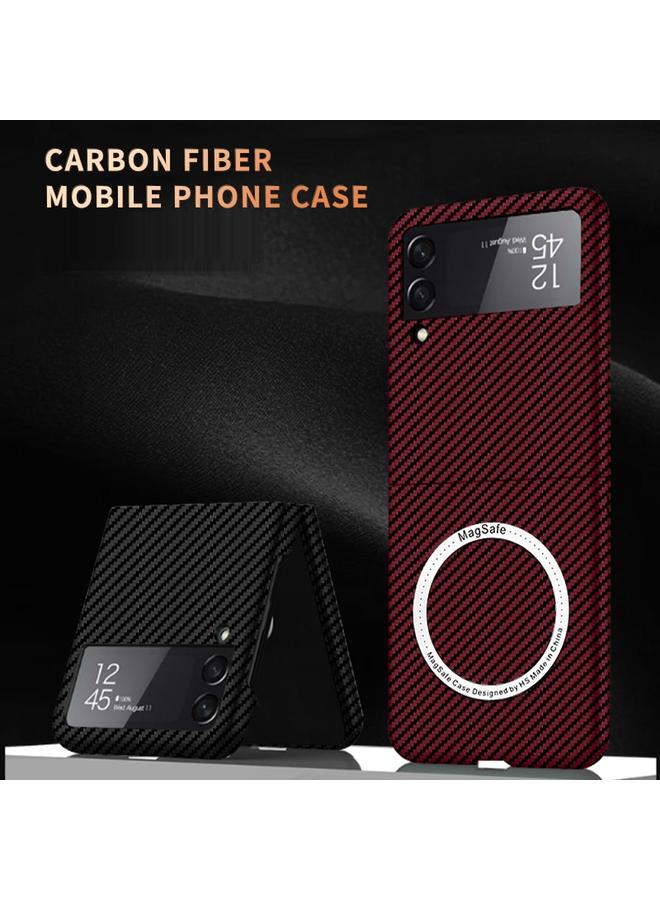 erorex Case For Samsung Galaxy Z Flip4 5G Carbon Fiber Texture MagSafe Magnetic Phone Case - Image 2