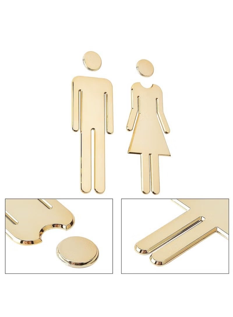 Toilet Signs Self Adhesive for Ladies and Gentlemen, Washroom Door Signs for Home Hotel Office Store Parking Restaurant, Gold - Image 2