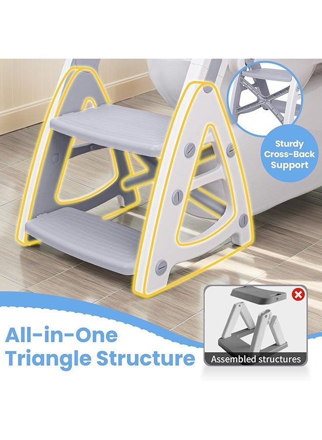 Arabest Toddler Toilet Seat with Adjustable Step Stool Ladder,Potty Training Toilet Teat,2 in 1 Foldable Kids Toilet Training Seat,Splash Guard and Anti-Slip Handles for Boys Girls - Image 3