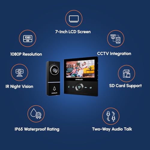 ONETOUCH BIS Certified 7 Inch Analog HD Video Door Phone with Monitor, Wired Video Intercom, SD Card Recording, 2MP Wide Angle Camera, IR Night Vision, IP65 Waterproof Unit - Image 4
