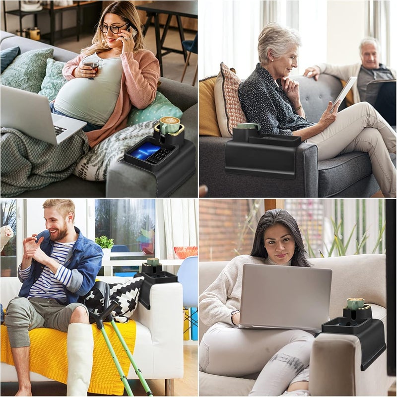 MORPICH Couch Cup Holder Tray, Silicone Anti-Spill and Anti-Slip Couch Drink Holder, Strong and Weighted Phone/Remote/Snacks Sofa Cup Holder - Image 5