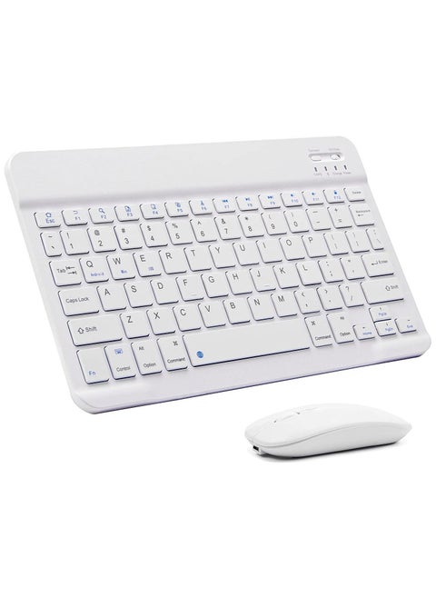 Ultra-Slim Bluetooth Keyboard and Mouse Combo Rechargeable Portable Wireless Keyboard Mouse Set for Apple iPad iPhone iOS 13 and Above Samsung Tablet Phone Smartphone Android Windows
