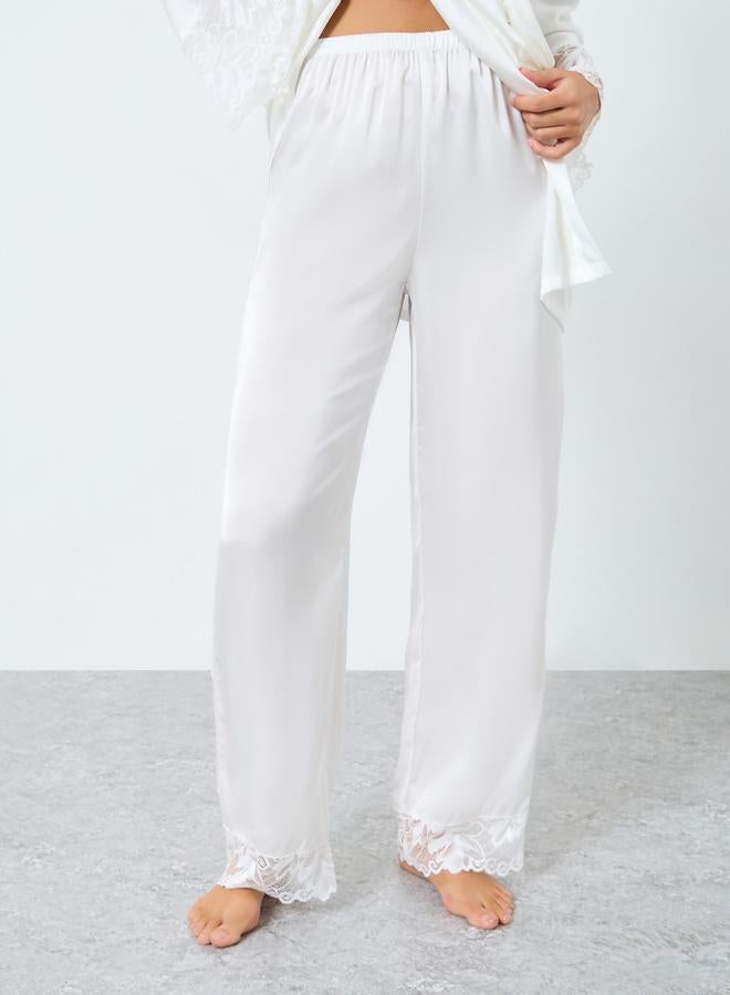 Styli Lace Detail Longline Tie Robe and Pyjama Set - Image 5