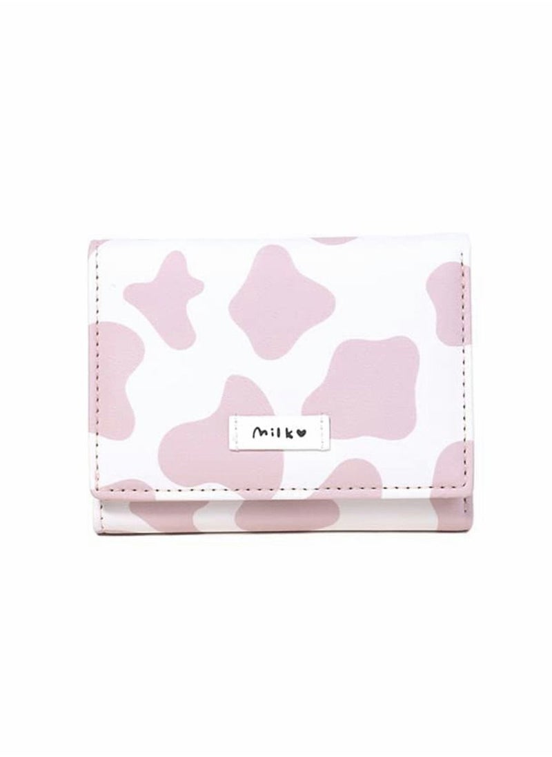 Y&D Girls Cute Cow Print Wallet Small Tri-folded Cash Pocket Card Holder ID Window Purse for Women  - Image 1